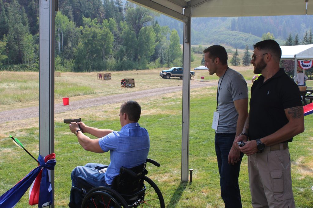 Air pistols at non-ballistic group shooting event