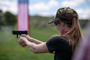 Pistol training and target shooting for women