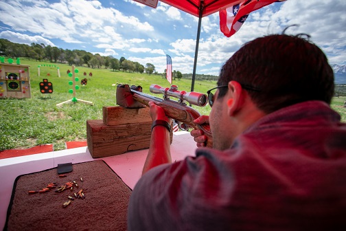 Rifle target shooting at private ranch event